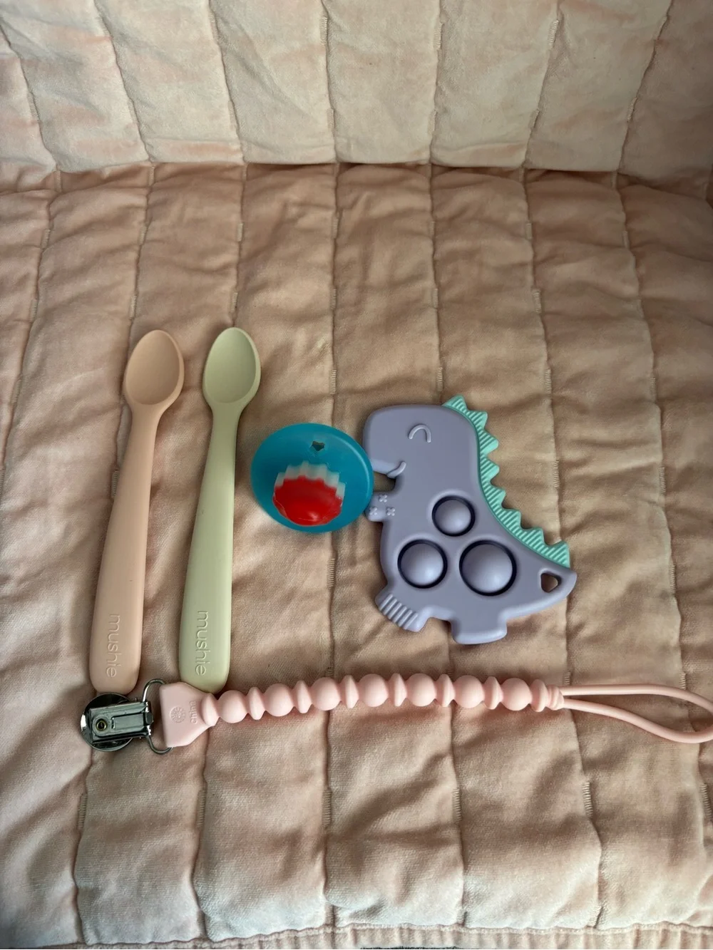 WeeSprout Bowls & Itzy Ritzy Teethers & Silicone Bibs & Mushie Spoons